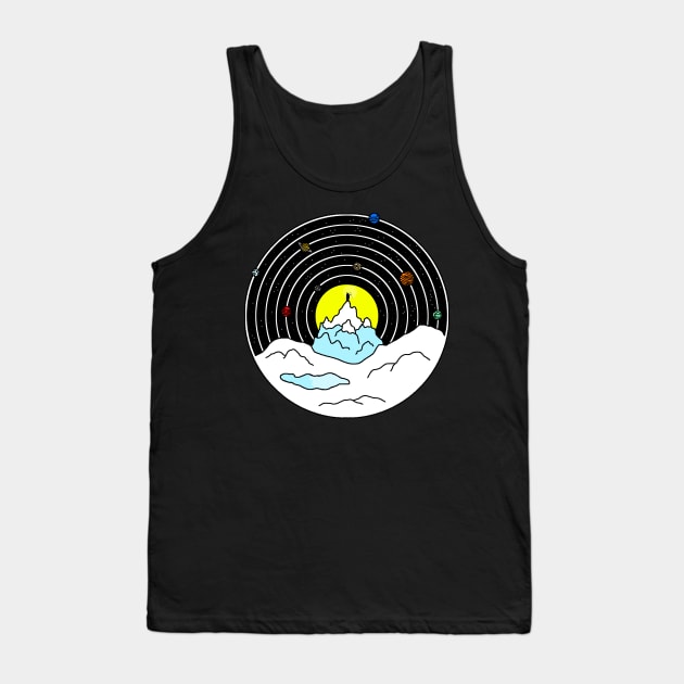 Wizard on the Celestial Mountain - Minimalist Space Design Tank Top by Occult Designs